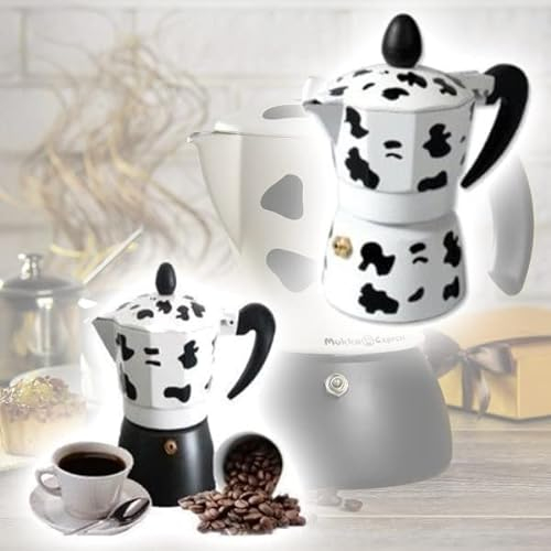 TrAdE Shop Traesio CAFFETTIERA Moka caffè 2 Tazze Alluminio Mucca in Alluminio MUKKA Caffe Espresso