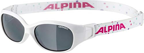 ALPINA FLEXXY KIDS - Flexible und Bruchsichere Sonnenbrille Mit 100% UV-Schutz Für Kinder, white-dots gloss, One Size
