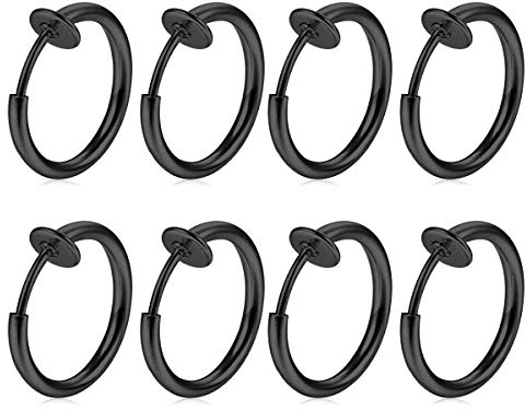 FECTAS 8stk Fake Nasen Lippe Septum Ohrring Piercing Ring Clip Chirurgenstahl Kein Piercing Bauchnabelpiercing Clicker