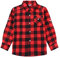 Bienzoe Garçon Flanelle Coton Manche Longue Plaid Chemise Noir Rouge 5/6