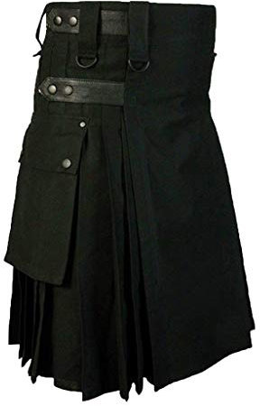SUCES Herren Kilts Schottischer Gothic Fashion Kendo Kilt Vintage Retro Rock Kleid Mode Cargo Kleider Röcke mit Taschen Männer Taktischer Cargo-Kilt