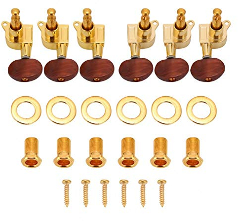 Gitarrensaiten Stimmwirbel 3L3R Chrome Tuner Gitarren Mechaniken für Folk Akustik E-Gitarren Tuner Gitarrenteile Ersatz(Gold) Gevoline Accessoires
