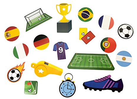Oblique Unique® 18x Konfetti mit Fußball Motiven Spielfeld Pokal Länder Trikot Tor für Kinder Geburtstag Junge Jungs WM EM Motto Party Tisch Deko Streudeko