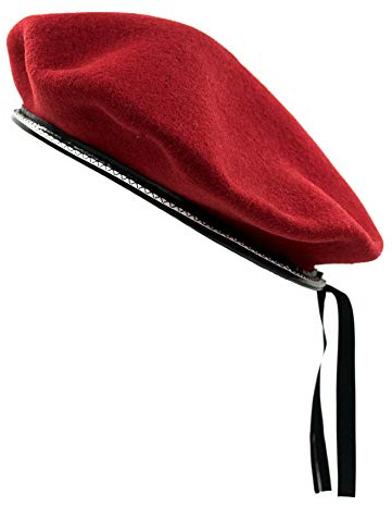 Elosegui Che Baskenmütze im Militär-Design, 100 % Merinowolle, verstellbares Band (Rot 50, Einheitsgröße), rot, One size