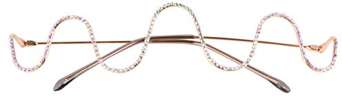 VALICLUD Brillengestell mit Diamant-Halbbrillengestell ohne Brille Brillengestell Funkelnde Modebrille für Frauen Gold