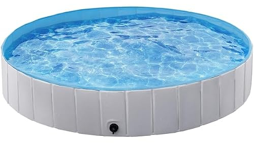 Yaheetech Piscine Chien Pliable 160 x 30cm Baignoire pour Chien/Chat Gris | Piscine Bassin de Baignade Portable Bain pour Chien/Chat Extérieur Intérieur Antidérapant avec Patchs de réparation et Brosse