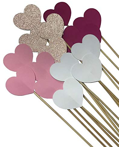 Unser schönster Tag 50 Steckherzen zur Hochzeit Dekoration SH001 - rosa, pink, weiß