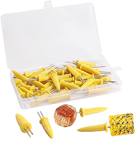 36 Pcs Corn Holders with Box Corn on The Cob Skewers Prong Stainless Steel Corn Cob Holder Sweetcorn Holder Fork for BBQ Home Cooking Party Camping