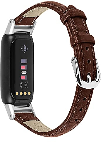 AISPORTS Lederarmband Kompatibel mit Fitbit Luxe Armband für Damen Herren, Weiches Atmungsaktives Leder Sportarmband mit Metallschnalle Ersatzarmband für Fitbit Luxe Fitness und Wellness Tracker