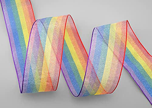 3 m x 40 mm Dekoband Chiffon Rainbow LGBTQ Regenbogen mit 6 Farben Schleifeband gestreift Geschenkband Liebe Frieden Stolz Toleranz Flagge Deko Band doppelseitig zum dekorieren nähen verpacken