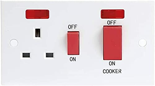 Mr Gadget's Solutions 45Amp Double Pole Cooker Switch with Neon 47MM Backbox