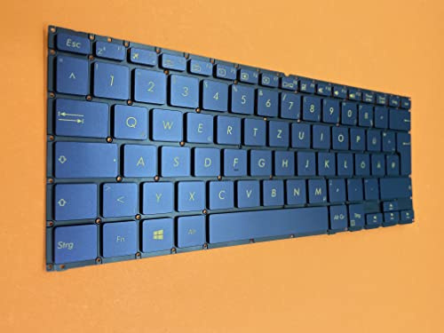 T-ProTek DEUTSCHE-Tastatur Blau ohne Rahmen mit Beleuchtung kompatibel für Asus ZenBook Flip S UX370UA-C4238T