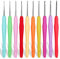 Aeelike 10 Stücke Spitze Häkelnadel Set, 0,5-2,75 mm Häkelnadeln mit Bunte Weichem Gummi Griff, Feine Häkelnadeln mit Ergonomische Dünn Griff, Kleine Größe Häkeln Set für Untersetzer, Stoff Spitze