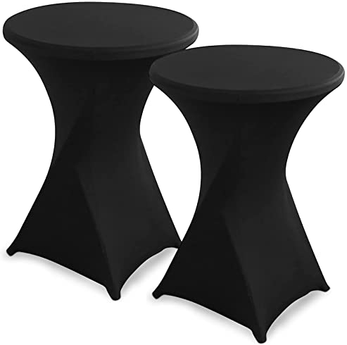 95Street Stretch Stehtischhüsse, 2 Stück Hochwertige Tisch-Überzug Elegante Waschbare Tischdecke für Bar, Geburtstagsfeier, Hochzeit 80×110cm (Schwarz)