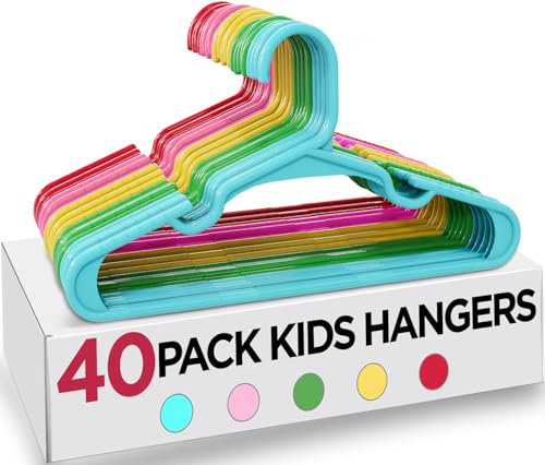 Utopia Home Packung mit 40 Kinderkleiderbügeln - 11,5“ Baby- und Kinderkleiderbügel aus Kunststoff für den Kleiderschrank, Für den täglichen Gebrauch, Mehrfarbig