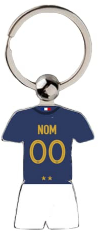 Porte Clé Football France CDM 2022 Maillot Domicile Personnalisable avec Nom et Numéro