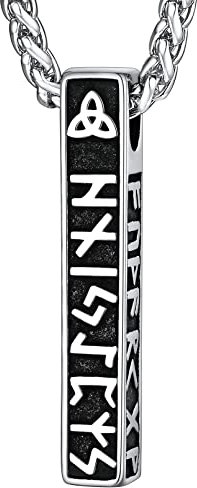 FaithHeart Pendentif Viking Runes Prénom Personnalisé Acier Inoxydable Bijoux Nordique Protection Amulette