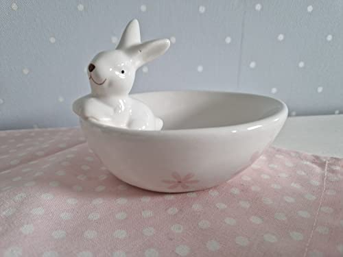 Schale Ostern Hase Weiß Rosa 14,5x11,5x10 cm