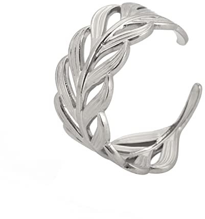kkjoy Blattring Edelstahl Natur Pflanze Serie Ring Verstellbare Offene Fingerringe Ast Ring Blätter Wrap Fingerring Schmuck für Frauen Mädchen