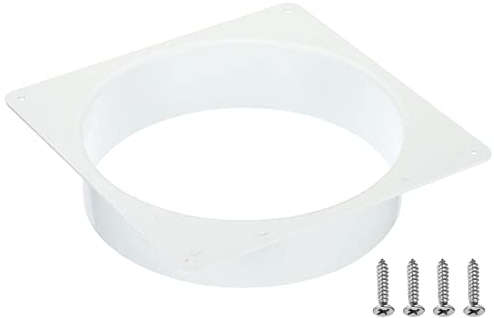 PATIKIL 8 Duct Connector Flange, Dryer Vent Wall Plate Square to Round Straight Ducting Plate for Air Heating Cooling Ventilation Exhaust Fan, White
