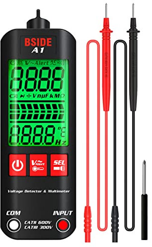 BSIDE A1 Mini multimetro LCD Tester digitale Rilevatore di tensione 2000 conteggi Tensione CC/CA Resistenza alla frequenza NCV Continuità Filo in tensione Filo neutro Controllo Misuratore