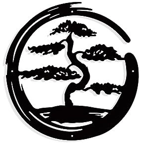 nbeads Bonsai Baum Metall Wanddekoration, Matte Schwarze Wand hängende Dekoration Silhouette Wandkunst für Haus Schlafzimmer Wohnzimmer Garten Hotel Büro Wanddekoration, 22.5×21.6cm