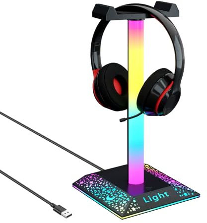 GIPOYENT RGB Gaming Headphone Stand Light with USB Port RGB Gaming Stand Light for Desktop PC Gaming Headset Accessories