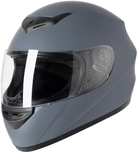 Favoto Casco moto integrale per Adulti Approvato ECE Caschi Traspiranti Protezione di Sicurezza M (57-58cm) Grigio