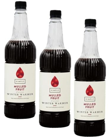 Simply Mulled Fruit Winter Warmer Syrup, Vegan Flavoured Syrup for Hot Drinks (1 Litre) (Pack of 3)