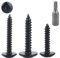 Blechschrauben Selbstschneidende Schrauben Torx, 60 Stk Holzschrauben, Flachkopfschrauben, Flachkop Torx Karosserieschrauben, schwarz Bohrschrauben für Holz Möbel Schrauben - M3,9x16mm