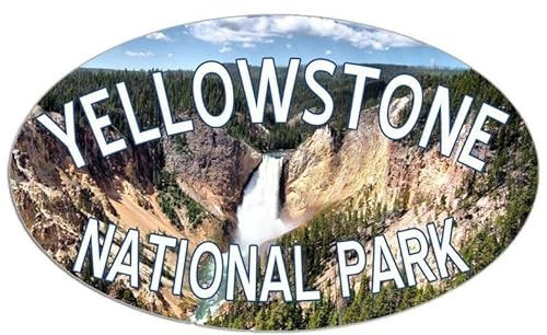 Wildebabsklbt 11 cm Hochwertiger Autoaufkleber Sticker Decal Selbstklebende Folie Yellowstone National Park Waterfall Oval F1688