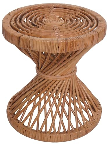 Mendler Beistelltisch HWC-M31, Blumentisch Rattantisch Kaffeetisch, rund 43x38x38cm, Kubu-Rattan Natur