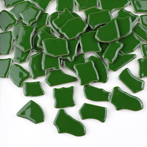 Piastrelle Irregolari in Ceramica per Mosaico, 500 g, 2-4 cm, Pietre per Fai Da Te, Artigianato, Hobby, Arte, Decorazione Da Parete Della Casa (Verde)