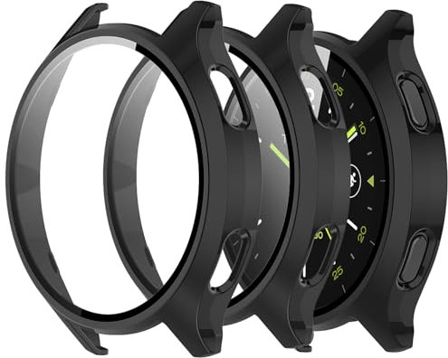 CONAPIKA 2 Piezas Funda para Xiaomi Watch 2 con Protector de Pantalla, Cobertura Total PC Marco Anti-Rasguños Anti Choques Parachoques HD Protector Case, Negro + Negro