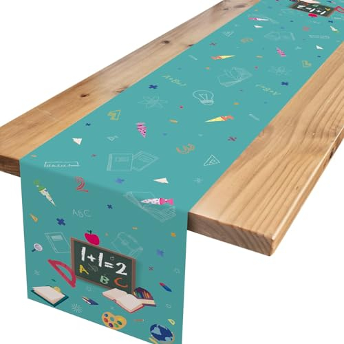 Blau Alles Gute Zum Schulanfang Tischläufer für Einschulung Dekoration,Schuleinführung Tischdeko Einschulungsdeko Tischläufer Schulanfang Party Dekoration 180 x 35cm
