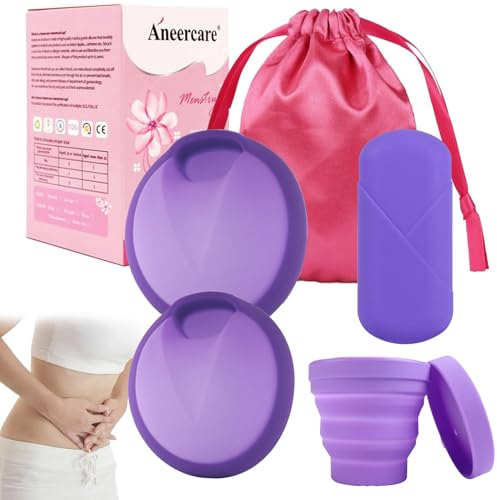 Disco Mestruale, 4PCS Coppetta Mestruale Morbida, Riutilizzabili Ed Eco-Sostenibili Coppetta Mestruale Morbida Con Sterilizzatore E Scatola di Conservazione S e L