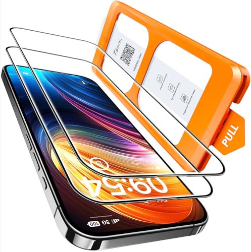TOCOL 2 Piezas Protector Pantalla para iPhone 16, Alineación Automática para Una Instalación Rápida, Sin Burbujas, Antiarañazos, Cristal Templado de Dureza 9H+Inastillable, HD Transparente