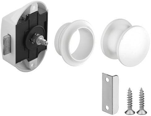 cyclingcolors Cerradura Push lock para armario 25mm Botón Pulsador mueble autocaravana camper cajón puerta, blanco