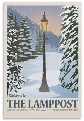 Filmposter The Chronicles of Narnia The Lamppost, Vintage-Stil, 90er-Jahre-Film-Poster, Leinwand, Wanddekoration, ästhetisches Schulbedarf, Gemälde, 20 x 30 cm