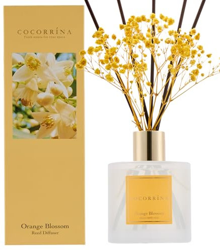 COCORRÍNA Reed Diffuser with 8 Sticks, 200ml Orange Blossom Scented Diffuser, Home Fragrance for Bedroom Bathroom Living Room, Home & Office Decor