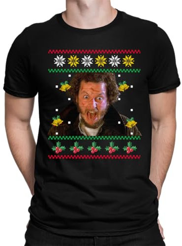Marv Kevin Allein zu Haus - Weihnachten Ugly Sweater Herren T-Shirt, Schwarz, XL