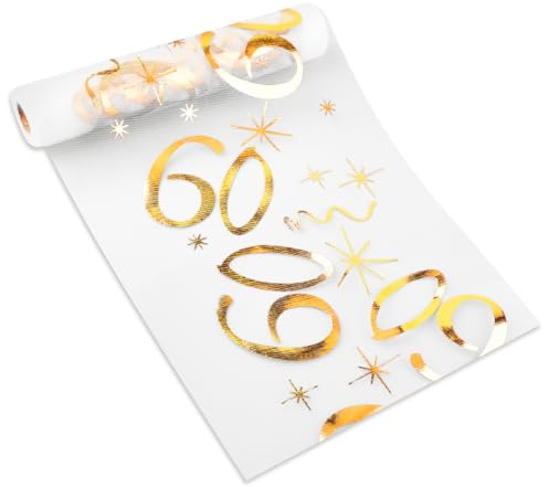 Lotsdonxia 10m Gold Birthday Table Flag Mesh Hot Stamped Digital Tablecloth Decorative Material Suitable for parties, gathering, and event decoration-60