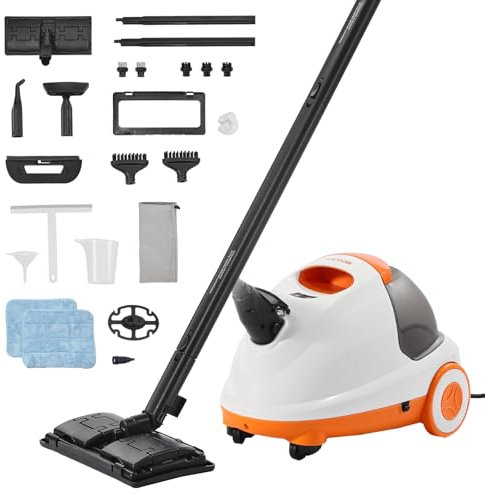VEVOR Pulitore a Vapore, Potente Vaporizzatore Multiuso con 23 Accessori, Pulizia a Vapore con Cavo di Alimentazione Extra Lungo, Serbatoio 2,5 L e Maniglia Portatile, per Fughe Piastrelle Pavimenti