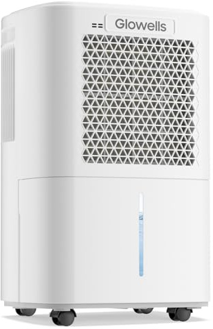 Growells Basement Dehumidifier 2500 m² Dehumidifier with Drain Hose, 34 Litres, Large Room Dehumidifier with Intelligent Moisture Control, 3 Modes