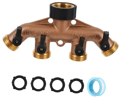 YARNOW Raccord De Tuyau Darrosage en Laiton À 4 Sorties Séparateur De Tuyau Collecteur Adaptateur De Robinet pour Jardin