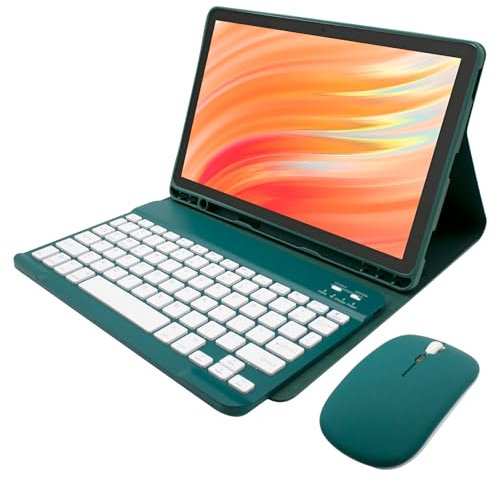 Keyboard Case for Amazon Kindle Fire HD 10 & 10 Plus (13th/11th Generation, 2023/2021), Detachable Bluetooth Keyboard, Pencil Holder,Deep Green