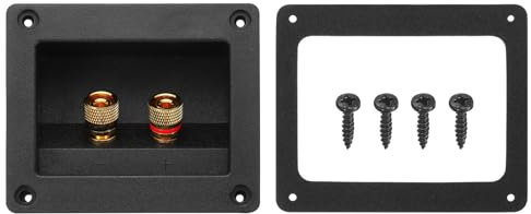 sourcing map 3 Inch Square Speaker Box Terminal Cup, 2-Way Subwoofer Plug Connector Double Binding Posts Spring Loaded Jack for Car Stereo Speakers Wire Sub Box