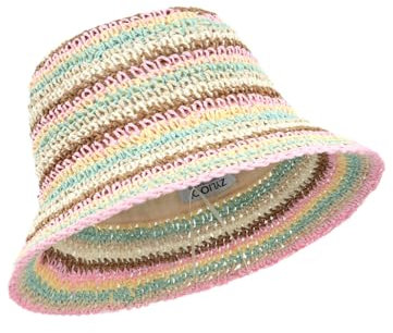 Zylioo M Strohhut Fischerhüte, Sommer Sonnenhut, Atmungsaktiv Strandut mit breiter Krempe