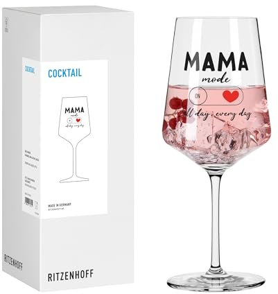 RITZENHOFF 8171012 Cocktail-Glas 500 ml, Serie Sprüche, mit lustigem Schriftzug Mama mode - modern, Made in Germany