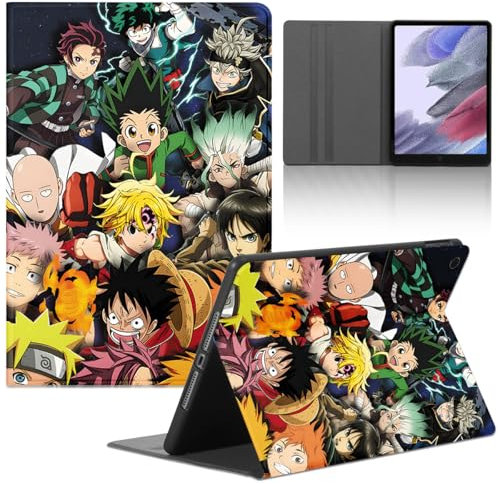Tablet Coque pour Samsung Galaxy Tab S6 Lite 10.4'', Anime One Piece Naruto Hunter Modèle Housse de Anti-Collision Protection en Cuir PU Flip avec Fonction Support Anti TPU Cartoon Cover
